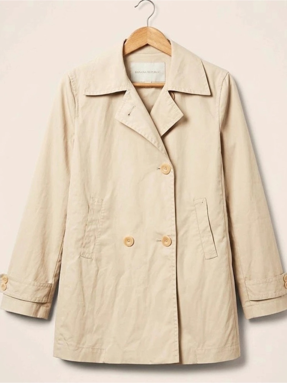 Banana Republic Double-Breasted Short Trench Coat Beige XL